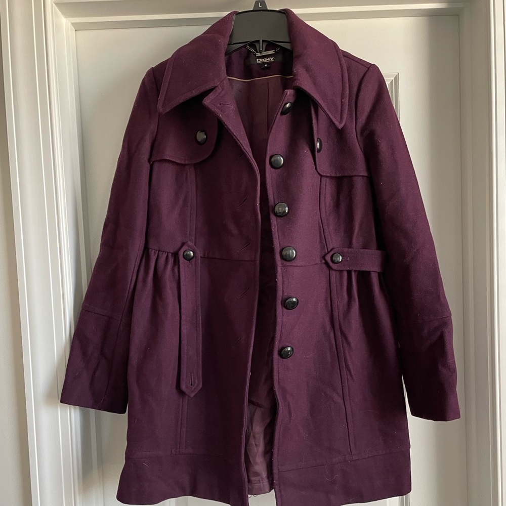 DKNY pea Coat Burgandy 6